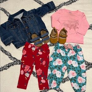 Baby Gap Jean Jacket Crazy 8 Top Old Navy 6-12M Baby Shoes Sandals and leggings